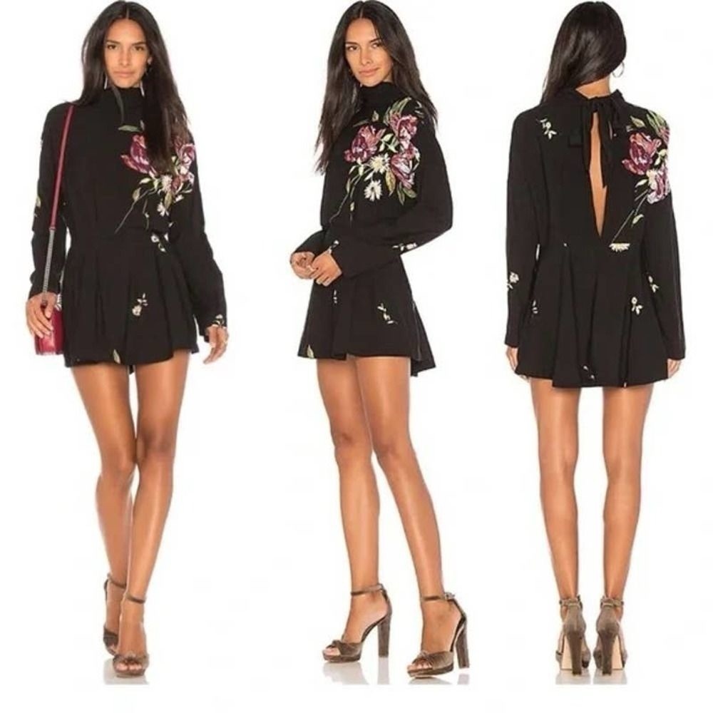 Free People floral tie back mini dress size large